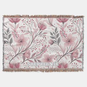 Roze Kersenbloesem Sakura Patroon op Wit (3) Deken
