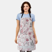 Roze Kersenbloesem Sakura Patroon op Wit (3) Schort (Gedragen)