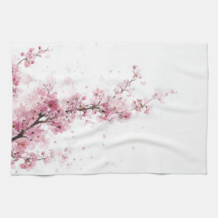Roze Kersenbloesem Sakura Waterverf Bloem Boho Theedoek