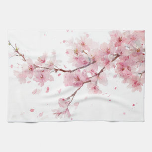 Roze Kersenbloesem Sakura Waterverf Bloem Boho Theedoek