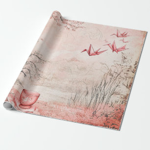 Roze Kersenbloesem Serene Landschap (1) Cadeaupapier