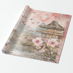 Roze Kersenbloesem Serene Landschap (4) Cadeaupapier