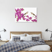 Roze Kersenbloesem  Tortelduifjes Canvas Afdruk (Insitu (Slaapkamer))