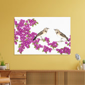 Roze Kersenbloesem  Tortelduifjes Canvas Afdruk (Insitu (Woonkamer))