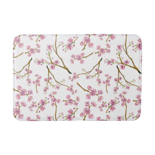 roze kersenbloesem Waterverf Badmat (Voorkant)
