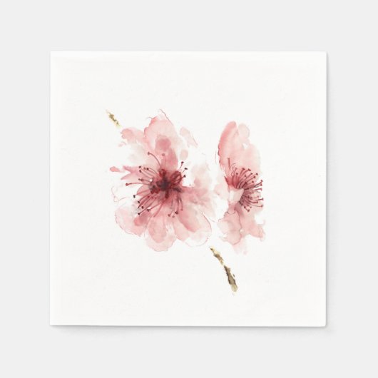 Roze kersenbloesem witte decoratieve papieren serv servetten (Voorkant)