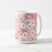 Roze kersenbloesempatroon koffiemok (Voorkant rechts)