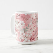 Roze kersenbloesempatroon koffiemok (Voorkant links)