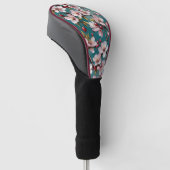 Roze Kersenbloesems Blauwgroen achtergrond Golfheadcover (Schuin)