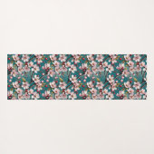 Roze Kersenbloesems Blauwgroen achtergrond Yogamat (Achterkant (horizontaal))