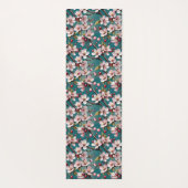 Roze Kersenbloesems Blauwgroen achtergrond Yogamat (Achterkant)