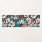 Roze Kersenbloesems Blauwgroen achtergrond Yogamat (Voorkant (horizontaal))