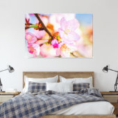 Roze Kersenbloesems. De Triumf Van Het Leven In De Canvas Afdruk (Insitu (Slaapkamer))