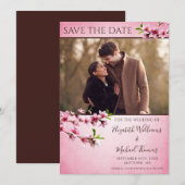 Roze Kersenbloesems Foto Save the Date (Voorkant / Achterkant)