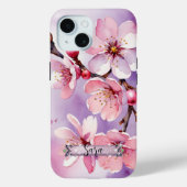 Roze Kersenbloesems Lavendel iPhone / iPad case (Achterkant)