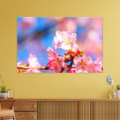 Roze kersenbloesems op een zonnige lentedag canvas afdruk (Insitu (Woonkamer))