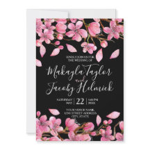 Roze kersenbloesems op zwarte bruiloft