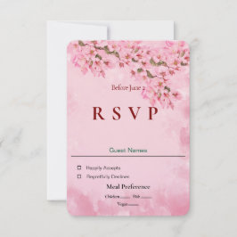 Roze Kersenbloesems RSVP Kaart