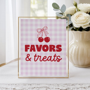 Roze Kersengingham Favorieten & Traktaties Verjaar Poster