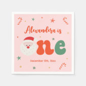 Roze Kerst 1e Verjaardagsfeest Servet (Voorkant)