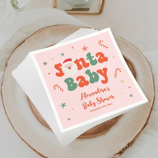 Roze Kerst Baby Meisje Douche Servet