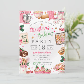 Roze Kerst Bakfeest & Koekjes Traktaties Kaart