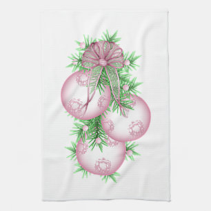 Roze kerst Baubles Kitchen Towelen Theedoek