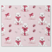  Roze Kerst Beer met Rode Boog Cadeaupapier (Vlak)