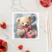 Roze Kerst Beer Servet (Insitu)