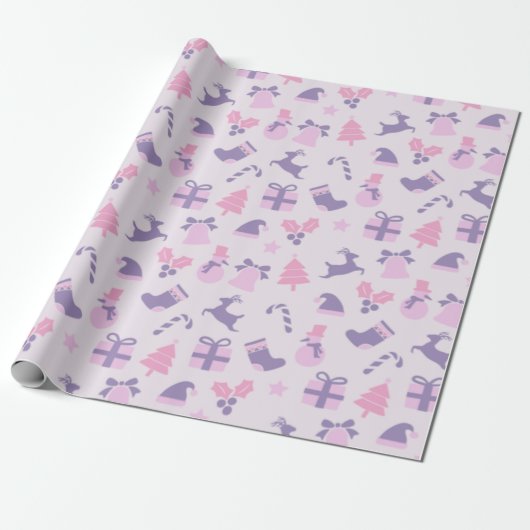 Roze kerst cadeaupapier (Uitgerold)
