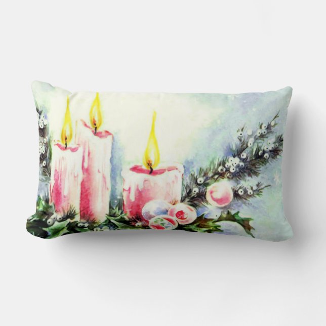 Roze kerst-decor kaars kussen (Voorkant)
