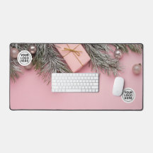 Roze Kerst Desk Mat Muismat