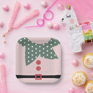 Roze Kerst Elf Pakket Vakantie Feest Papieren Bordje