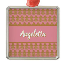 Roze Kerst Gingerbread Cookie Meisje Voeg Naam Toe