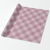 Roze Kerst Gingham Pattern Cadeaupapier (Uitgerold)