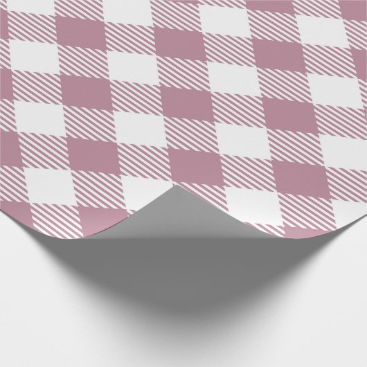  Roze Kerst Gingham Pattern Cadeaupapier (Hoek)