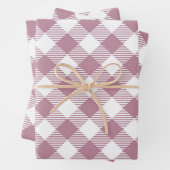 Roze Kerst Gingham Pattern Inpakpapier Vel (In situ)