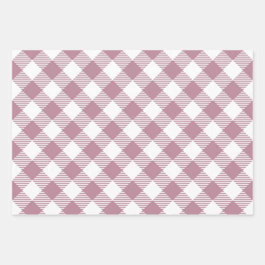 Roze Kerst Gingham Pattern Inpakpapier Vel (Voorkant)