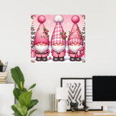 Roze Kerst Gnomen Poster (Thuiskantoor)