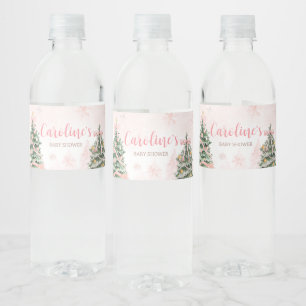Roze Kerst Het is koud buiten Baby shower Waterfles Etiket