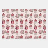 Roze kerst inpakpapier vel (Voorkant 2)