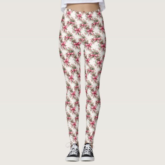 Roze Kerst Leggings (Voorkant)