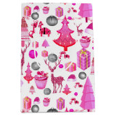 Roze kerst medium cadeauzakje (Voorkant)