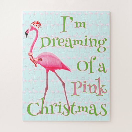 Roze kerst met Flamingo Legpuzzel (Verticaal)