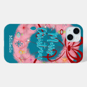 Roze kerst met wirespreet Case-Mate iPhone case (Achterkant (horizontaal))
