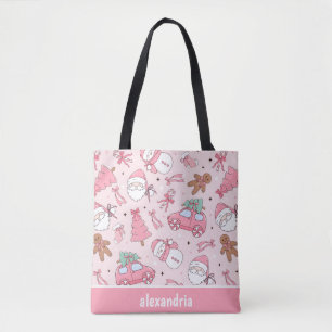 Roze kerst naadloos patroon draagtas