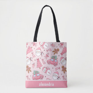 Roze kerst naadloos patroon draagtas
