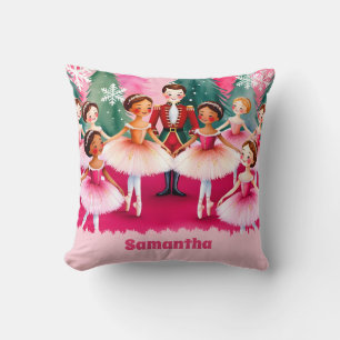 Roze Kerst Notenkraker Ballerina Kinder naam Kussen