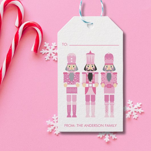 ROZE KERST NOTENKRAKER CADEAU STICKER CADEAULABEL