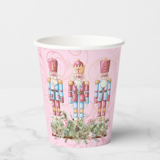 Roze Kerst Notenkraker Trio Paper Cups Papieren Bekers (Voorkant)